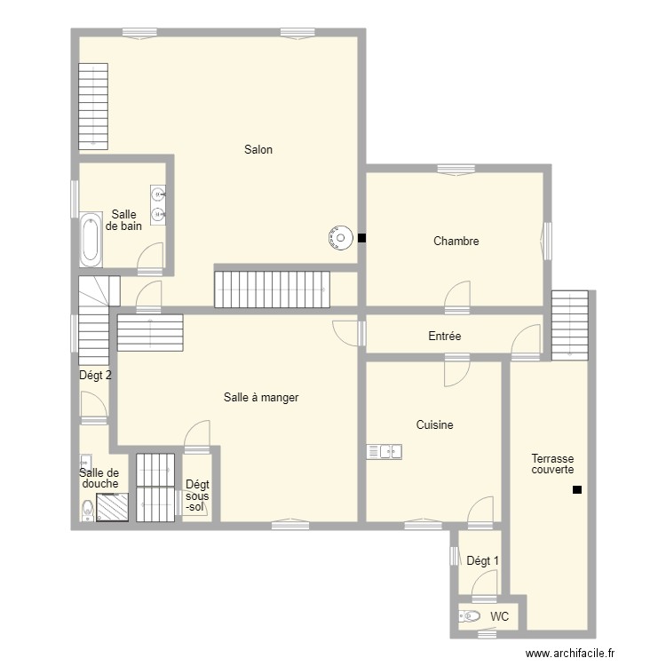 ASTIER RDC. Plan de 13 pièces et 205 m2