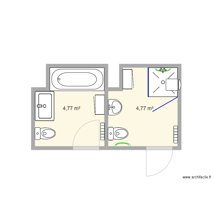 PETITJEAN Annie. Plan de 2 pièces et 10 m2