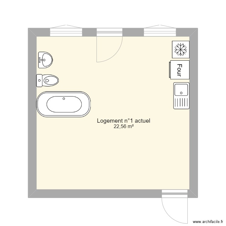 Triger LGT 1. Plan de 1 pièce et 23 m2