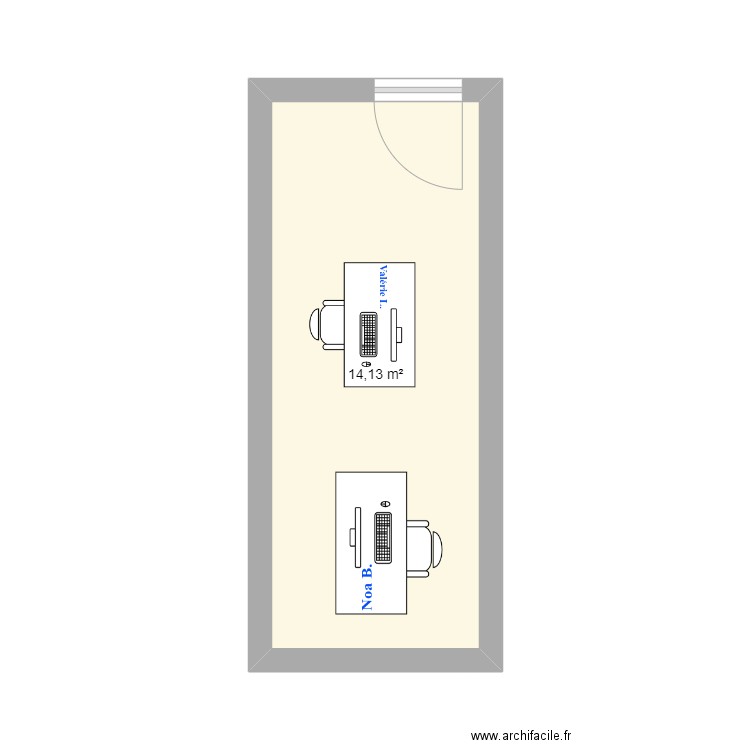 Valérie L. Noa B.. Plan de 1 pièce et 14 m2