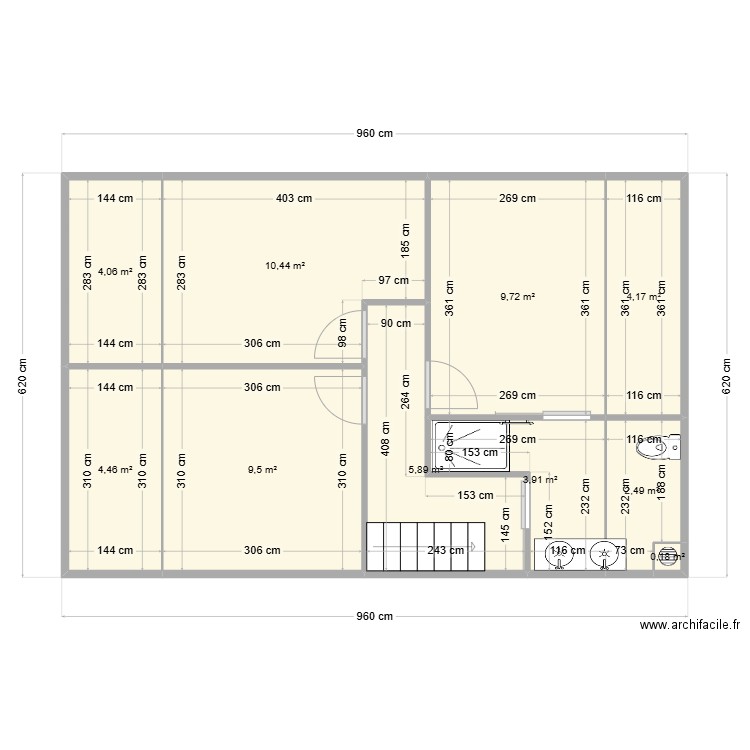 etage plan 2. Plan de 10 pièces et 55 m2