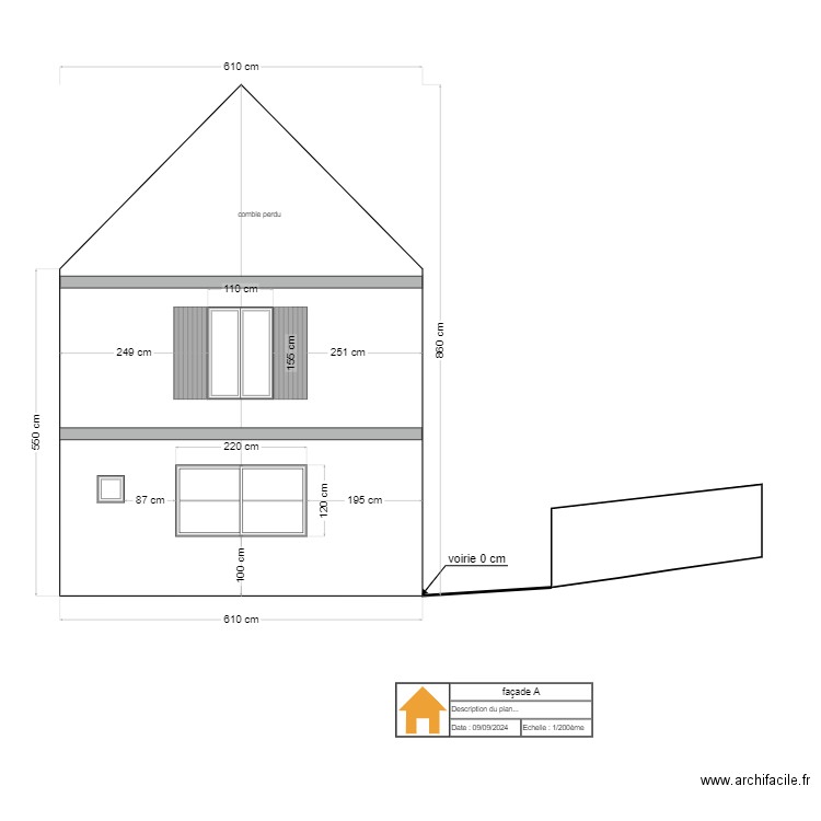 façade A. Plan de 0 pièce et 0 m2