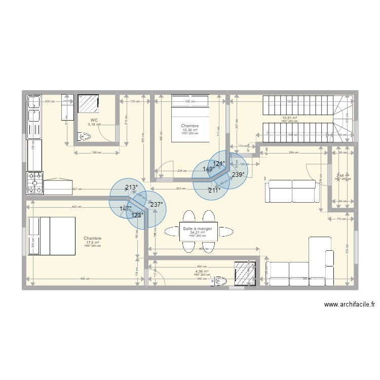 chantier 221. Plan de 7 pièces et 104 m2