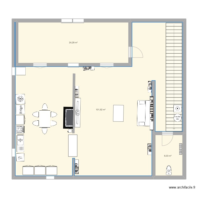 Maison. Plan de 3 pièces et 132 m2