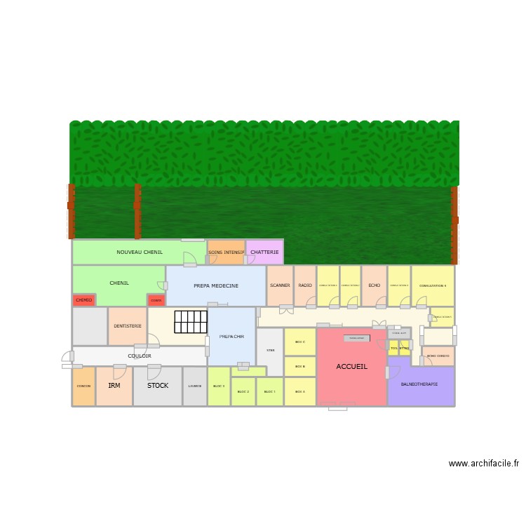 plan clinique. Plan de 40 pièces et 13 m2