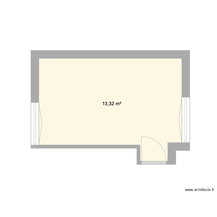 chambre. Plan de 1 pièce et 13 m2