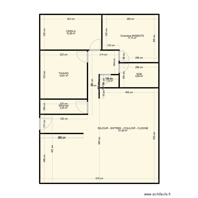 BELLOUIN. Plan de 7 pièces et 93 m2