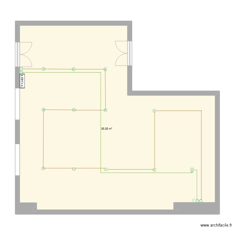 Projets A6. Plan de 1 pièce et 97 m2