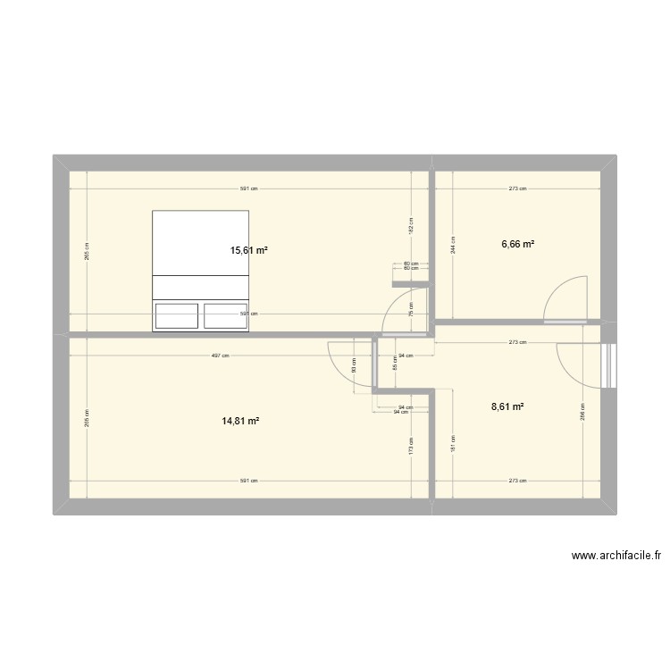 ETAGE 3. Plan de 4 pièces et 46 m2