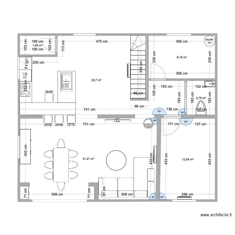 Moulin Arche. Plan de 6 pièces et 86 m2