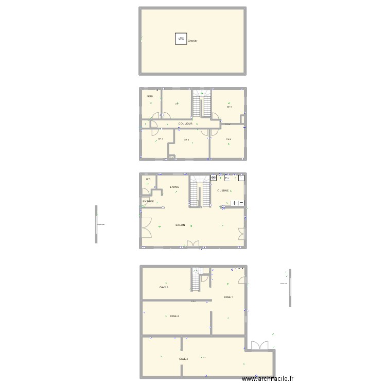 BLIN-BACHES. Plan de 12 pièces et 474 m2