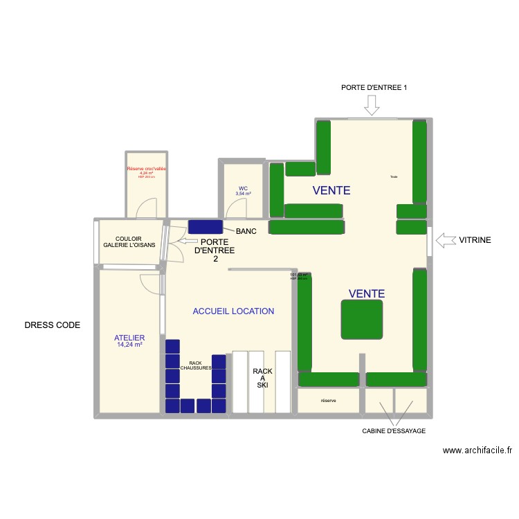 Plan 2 local 35. Plan de 7 pièces et 129 m2