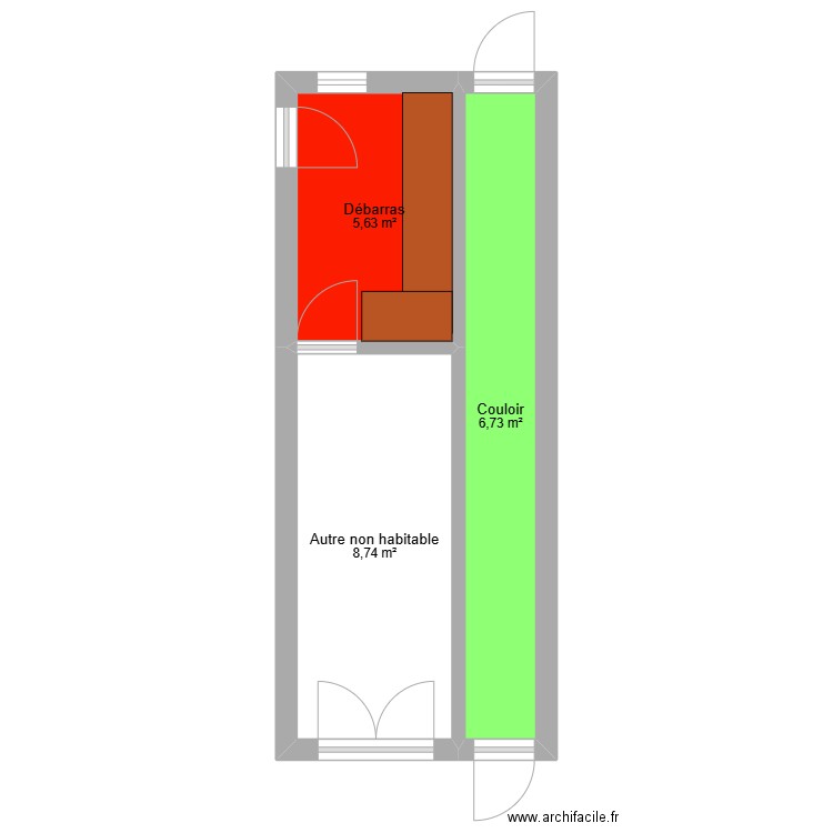 garage. Plan de 3 pièces et 21 m2