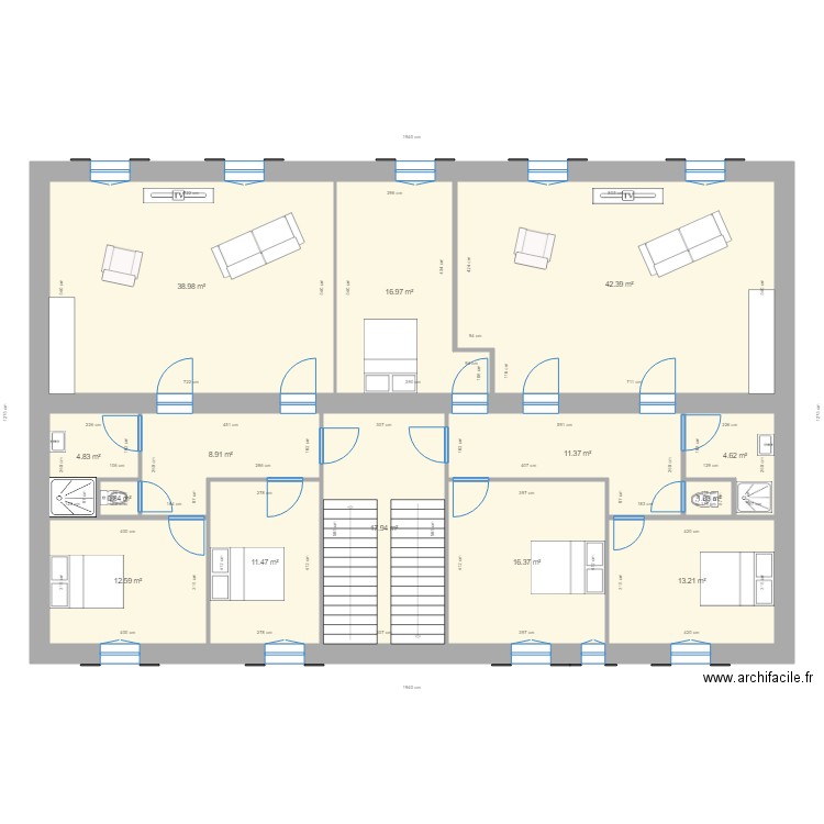 PROJET OLARGUES APPARTEMENT MODIFICATION 2. Plan de 14 pièces et 202 m2