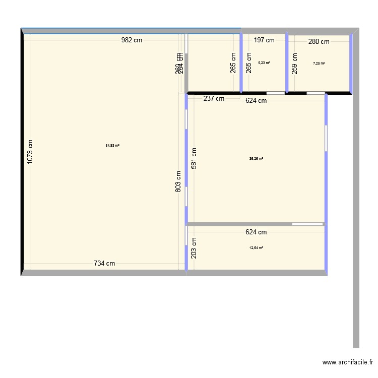 bar. Plan de 5 pièces et 146 m2