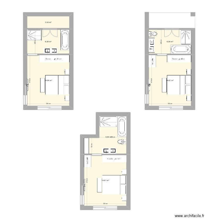 extension suite parentale. Plan de 7 pièces et 70 m2