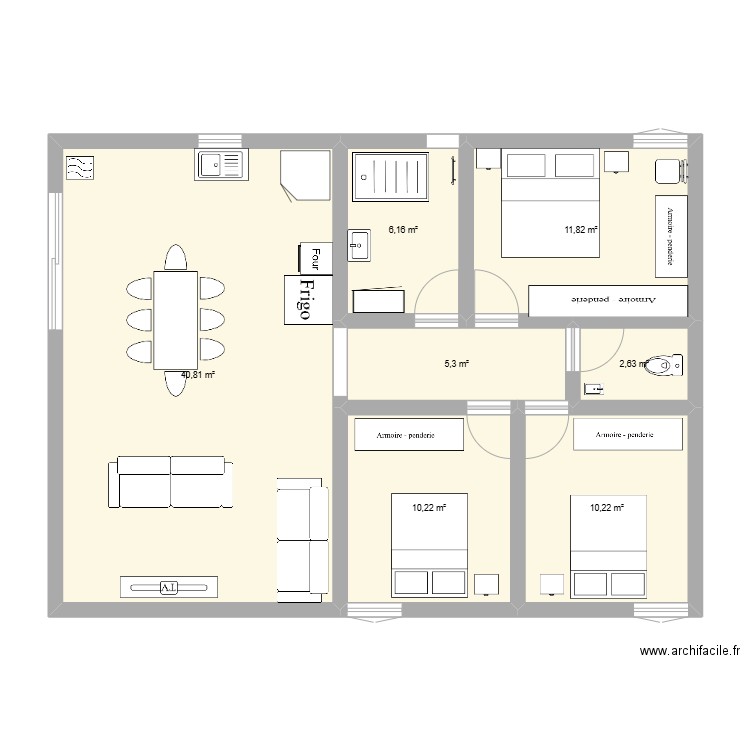 maison. Plan de 7 pièces et 87 m2