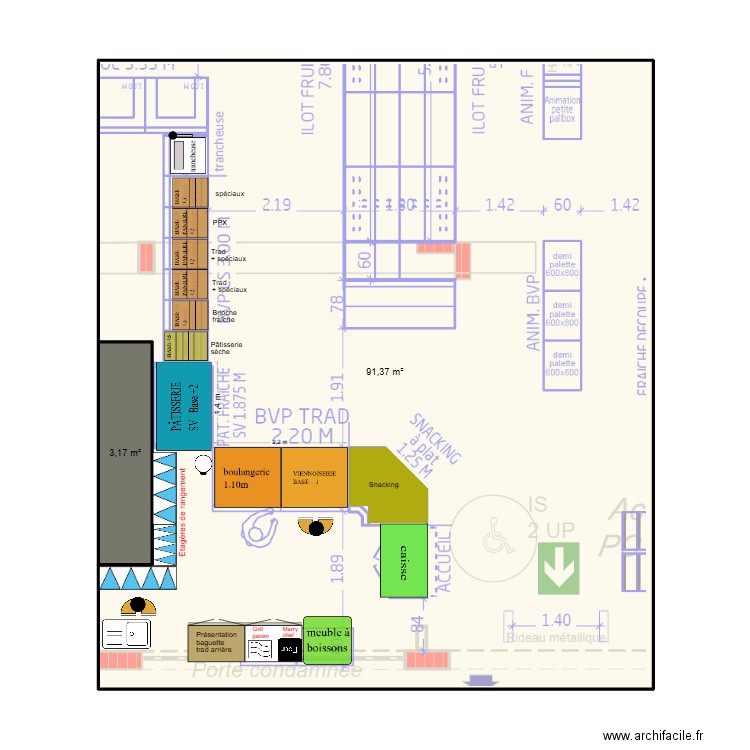 Lyon Montchat BVP trad. Plan de 2 pièces et 95 m2