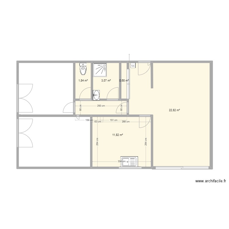 appartement. Plan de 5 pièces et 40 m2