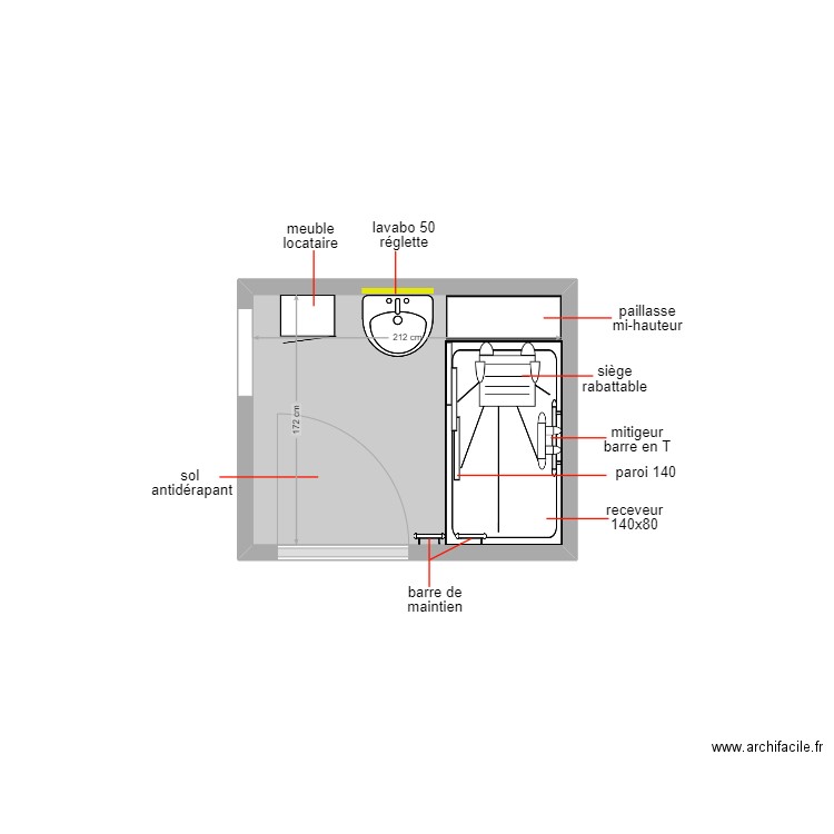 ph303. Plan de 1 pièce et 4 m2