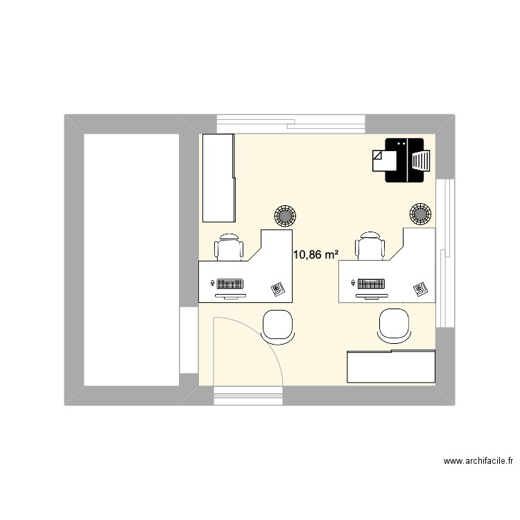 Bureau OIDF Accueil. Plan de 1 pièce et 11 m2