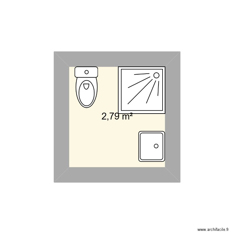 Eldjou - salle de bain - Attiches 2. Plan de 1 pièce et 3 m2