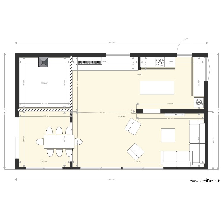 GMotte7. Plan de 3 pièces et 68 m2