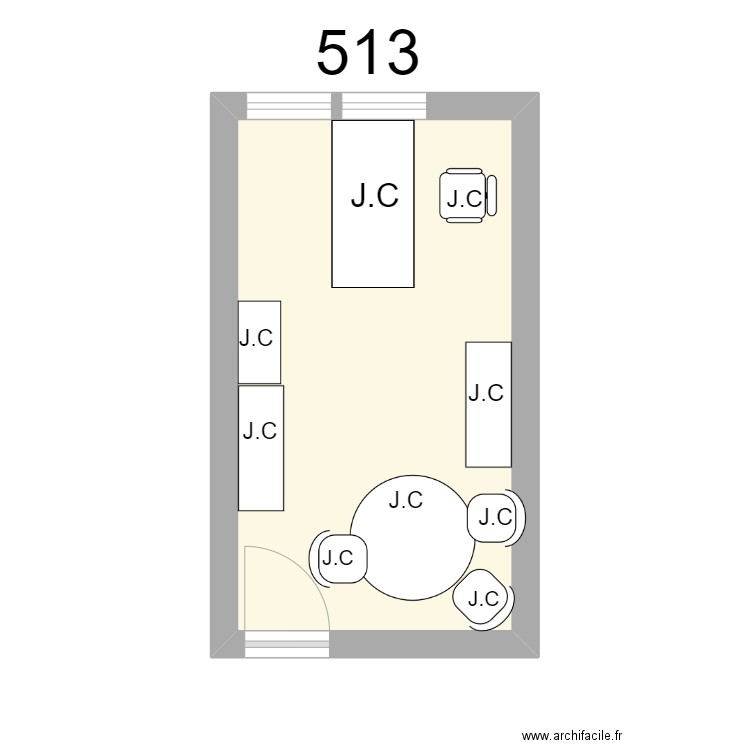 Bureau R 513 J.CONSTANT. Plan de 1 pièce et 13 m2