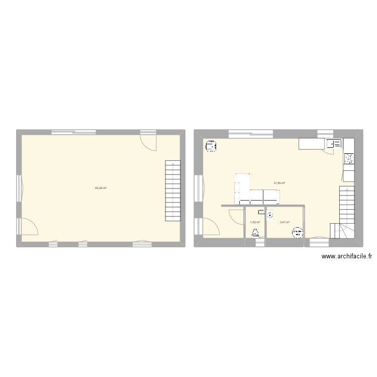 Coublanc RDC. Plan de 4 pièces et 92 m2