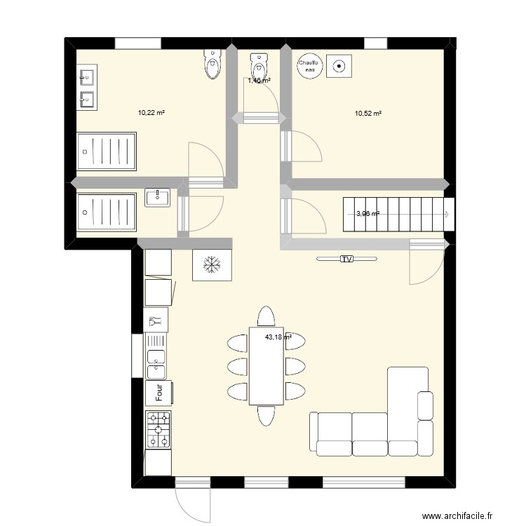 plan rez-de-jardin 22 . Plan de 5 pièces et 69 m2