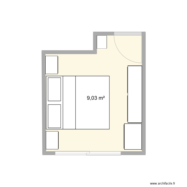 Chambre Robini. Plan de 1 pièce et 9 m2