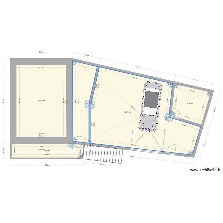 Garage. Plan de 4 pièces et 122 m2