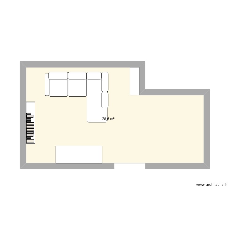 salon. Plan de 1 pièce et 29 m2