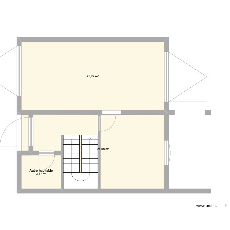 Maison. Plan de 3 pièces et 54 m2