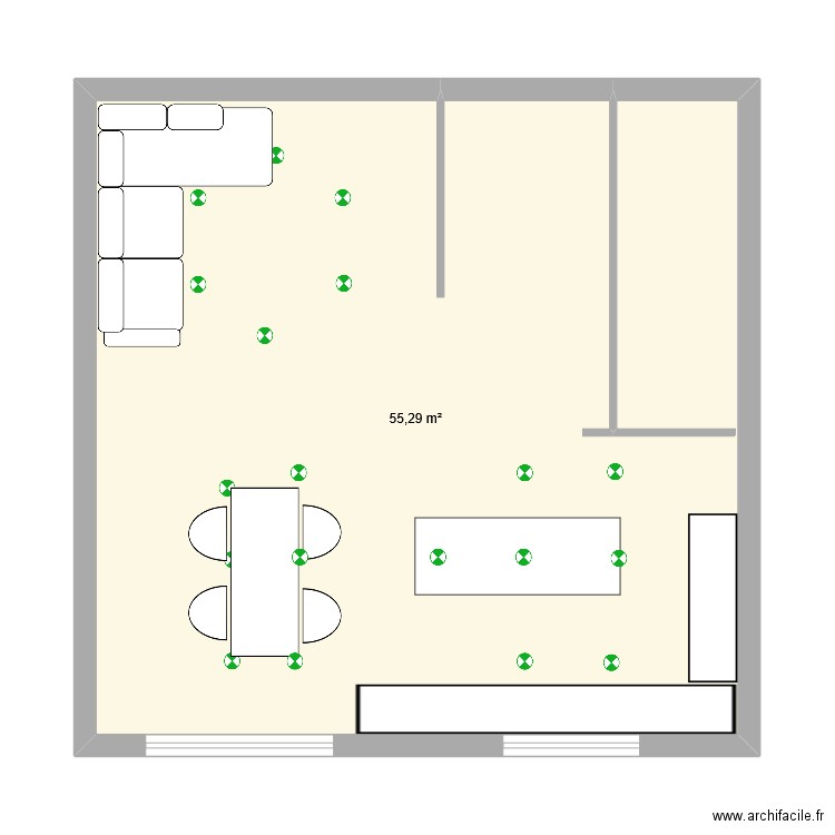 chez loulou. Plan de 1 pièce et 55 m2