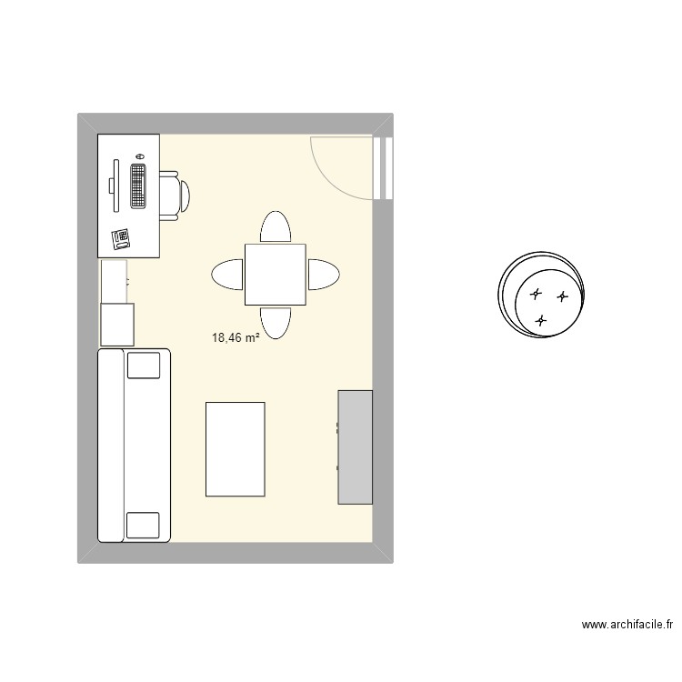 SALON. Plan de 1 pièce et 18 m2