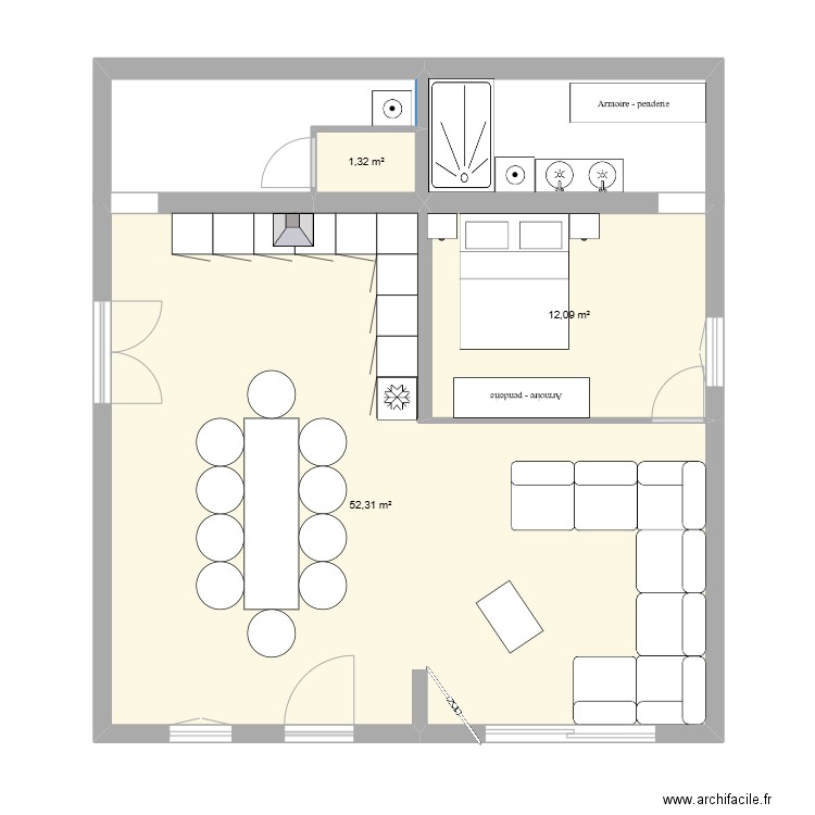 maison st martin. Plan de 3 pièces et 66 m2