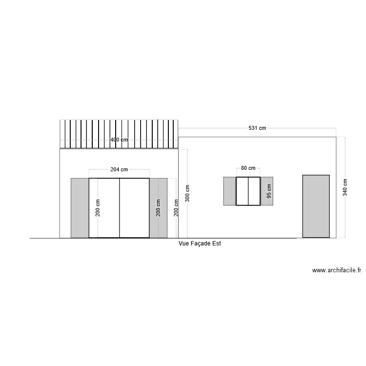 Plan de Façade de l'Extension . Plan de 0 pièce et 0 m2