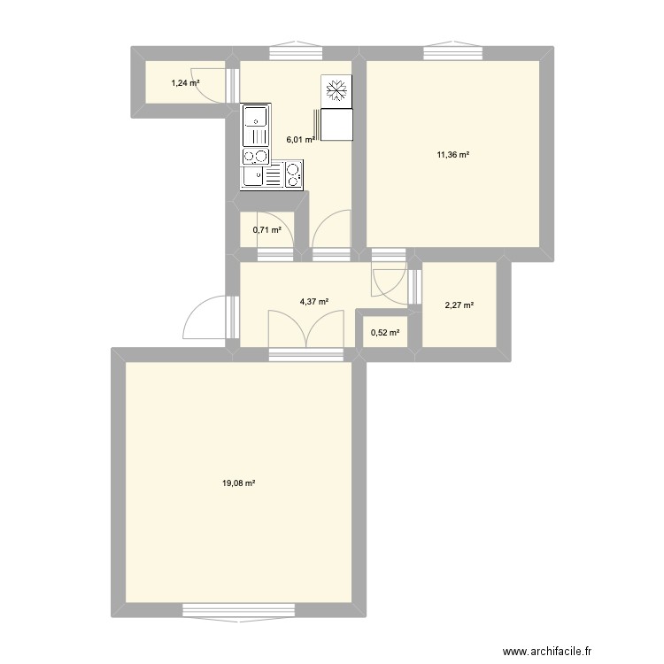 Arcueil. Plan de 8 pièces et 46 m2