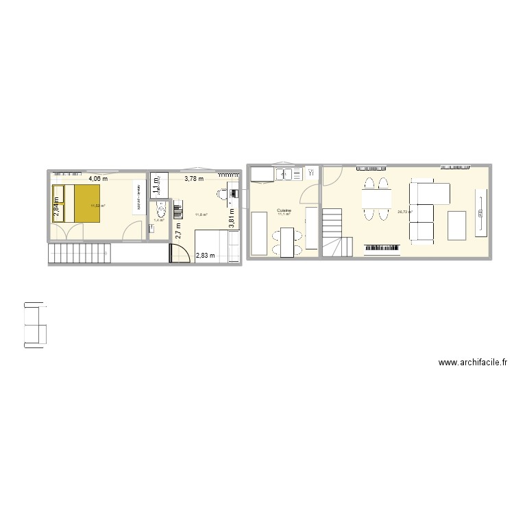 PLAN MAISON LA PLAINE. Plan de 5 pièces et 63 m2