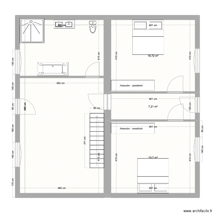 MAISON R+1. Plan de 4 pièces et 94 m2