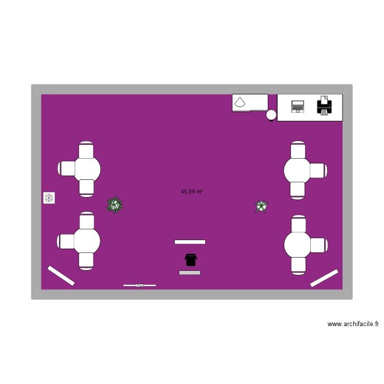 Agencement salon Depann'Expo. Plan de 1 pièce et 45 m2