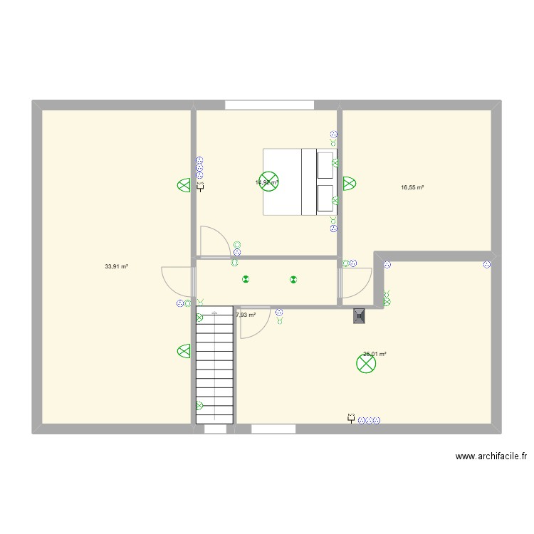 etage. Plan de 5 pièces et 98 m2