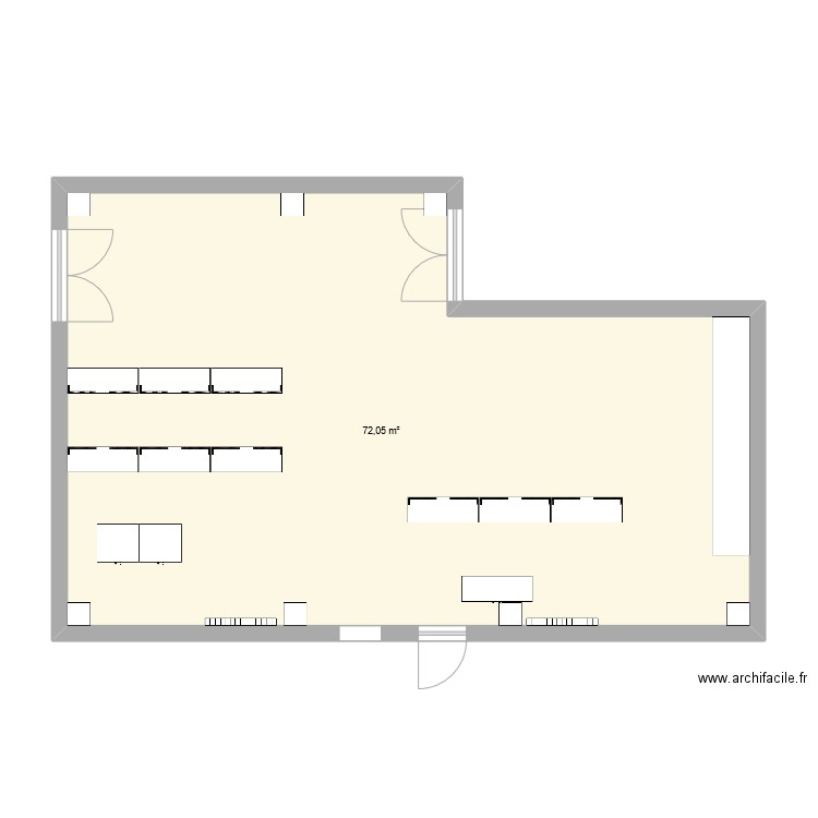 amenagement . Plan de 1 pièce et 72 m2