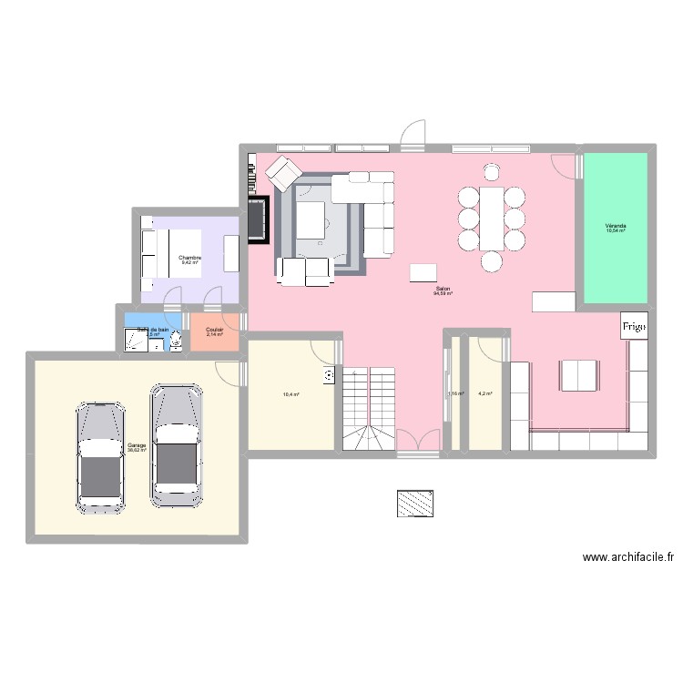 Maison. Plan de 9 pièces et 174 m2