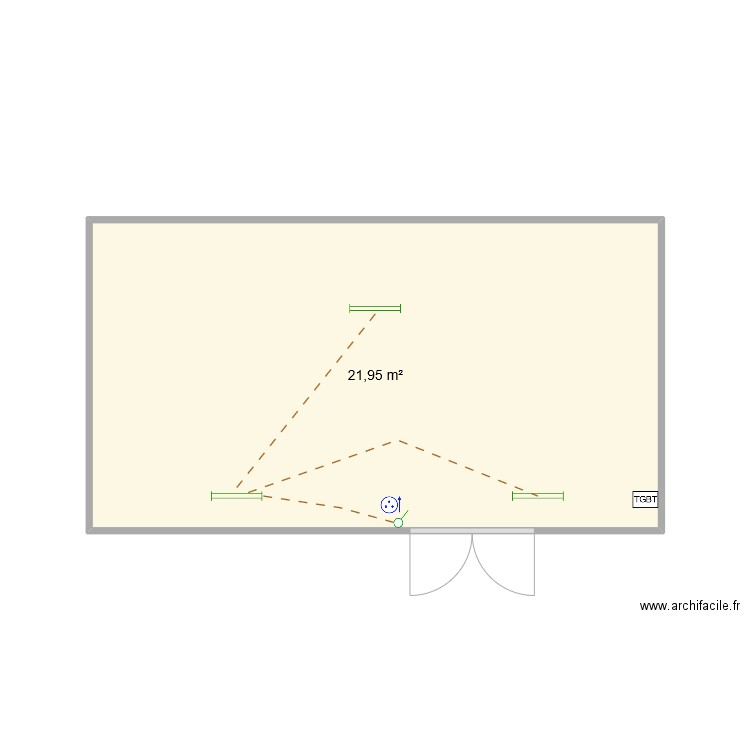 claude anne . Plan de 1 pièce et 22 m2