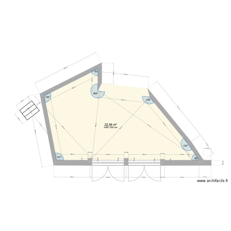 Terrasse. Plan de 1 pièce et 23 m2