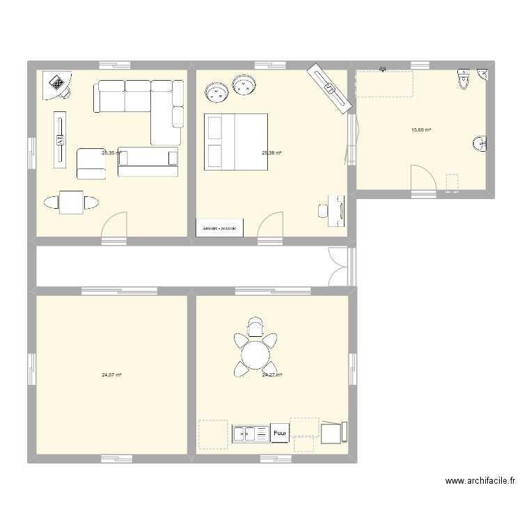 plan maison. Plan de 5 pièces et 115 m2