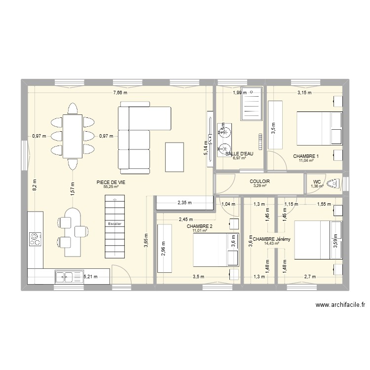 Jérémy B. Plan de 7 pièces et 103 m2