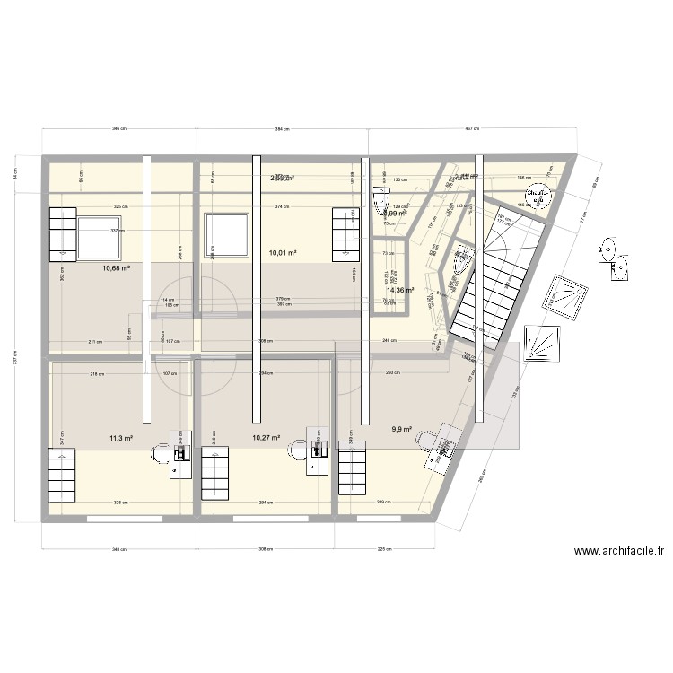 idee etage. Plan de 10 pièces et 75 m2